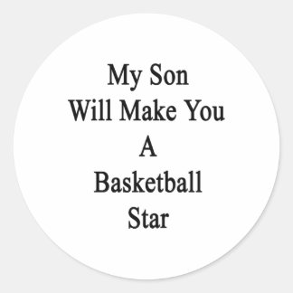 Mijn zoon zal je een basketbalster maken ronde sticker