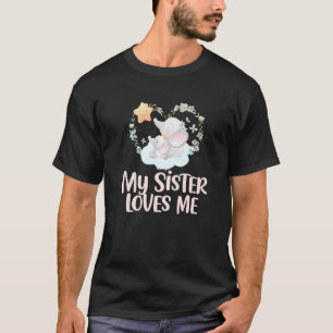 Mijn zus houdt van mij Schattig olifant meisje kin T-shirt