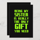 Mijn zus zijn is echt het enige cadeautje grappige bedankkaart (Voorkant / Achterkant)