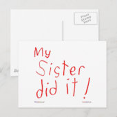 Mijn zuster deed het! Briefkaart (Voorkant / Achterkant)