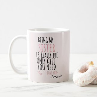 Mijn zuster zijn is echt het enige cadeau dat je n koffiemok