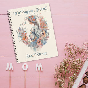 Mijn Zwangerschap Journal Floral Waterverf Vrouw Notitieboek