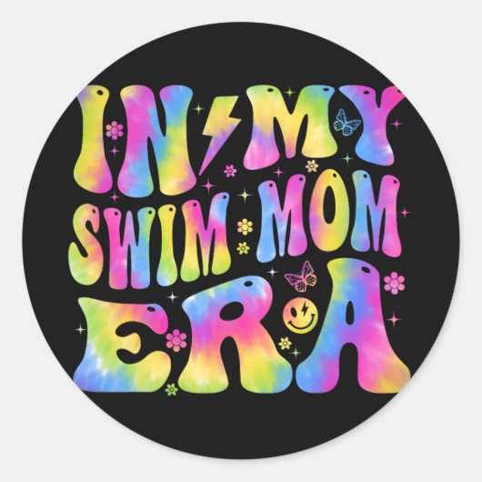 Mijn Zwemmoeder Era Grappige Zwemmers Zwemcoach Mo Ronde Sticker (Voorkant)