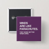 MIJNEN ZIJN ALS PARACHUTES VIERKANTE BUTTON 5,1 CM (Voorkant /achterkant)