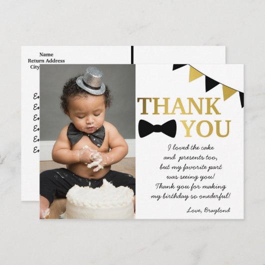 Mijnheer Onederful Black en Gold Dank u Briefkaart (Voorkant / Achterkant)