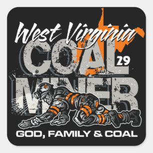 MIJNWERKER IN WEST VIRGINIA VIERKANTE STICKER
