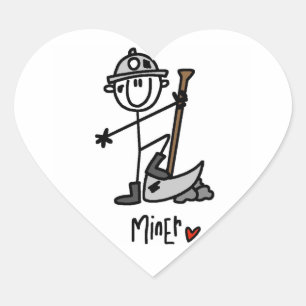 Mijnwerker Stickfiguur Hart Sticker
