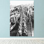 Mijnwerkers in de trein klaar voor afdaling onderg canvas afdruk (Insitu (Houten vloer))