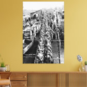 Mijnwerkers in de trein klaar voor afdaling onderg canvas afdruk (Insitu (Woonkamer))