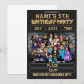 Mijos Party Invitation 90s Theme Kids Birthday (Devant / Derrière)