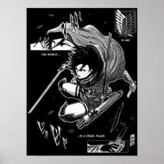 Mikasa Attack op Titan voor donkere achtergronden Poster