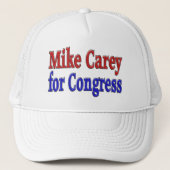 Mike Carey for Congress roodblauwe tekst Trucker Pet (Voorkant)