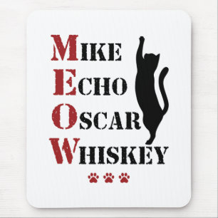 Mike Echo Oscar Whiskey MEOW Cat Muismat