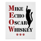 Mike Echo Oscar Whiskey MEOW Cat Perfect Poster (Voorkant)