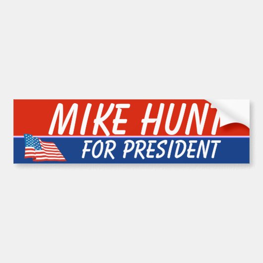 Mike Hunt For President Sjabloon Bumpersticker (Voorkant)