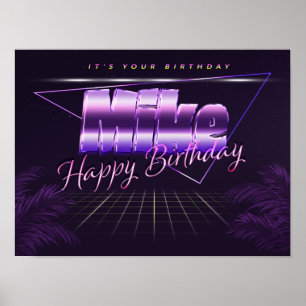 Mike Nom Vorname lila retro Poster Geburtstag