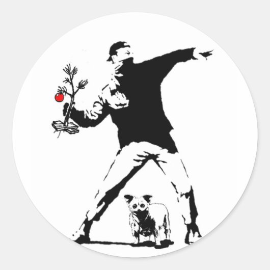 Mikey Xmas Ronde Sticker (Voorkant)