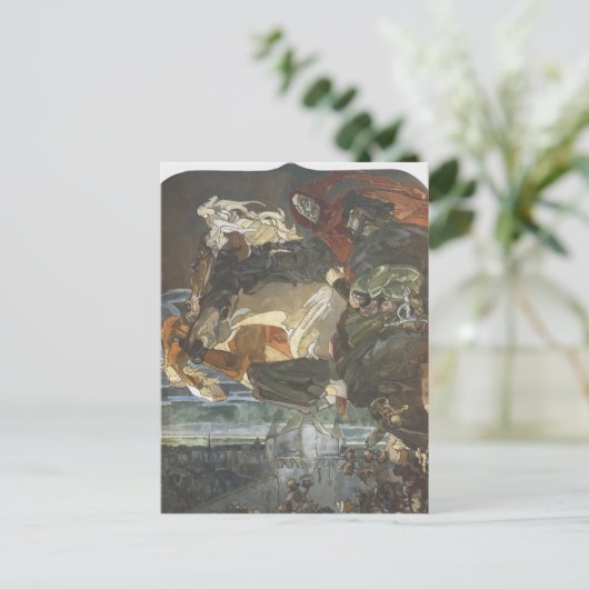 Mikhail Vrubel - Vlucht van Faust en Mephisto Briefkaart (Staand voorkant)