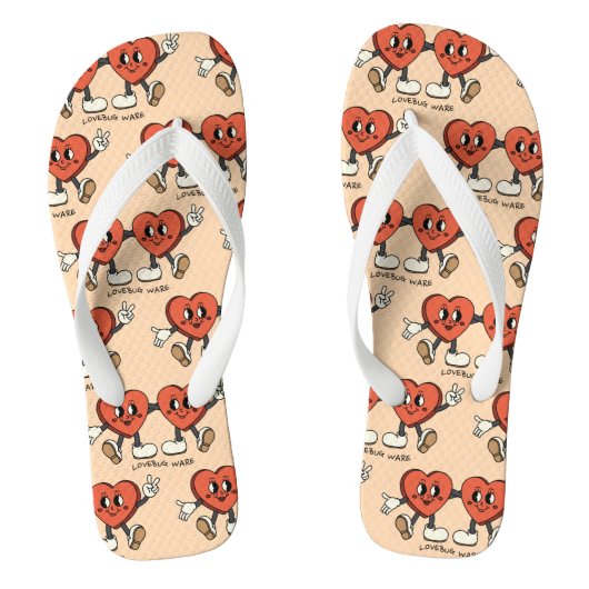 Mikitiez aangepaste valentijn grappige lovebug sof teenslippers (Voetbed)
