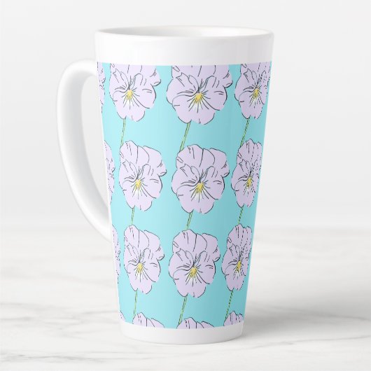 Mikitiez blauw klein wit bloemmotief latte mok (Linkerhoek)
