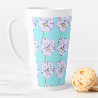 Mikitiez blauw klein wit bloemmotief latte mok