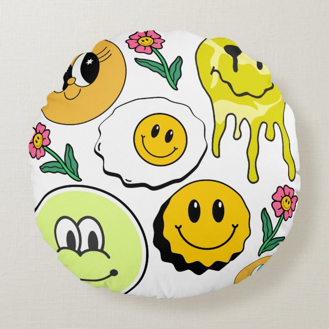 Mikitiez Coussin Jetable Smileyface jaune jardin (Devant)