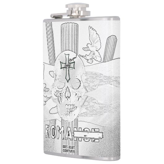 Mikitiez dromer schedel tatto regenboog roos rock heupfles (Links)