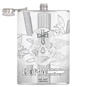 Mikitiez dromer schedel tatto regenboog roos rock heupfles