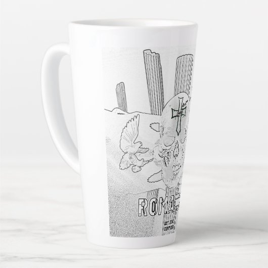 Mikitiez dromer schedel tatto regenboog roos rock latte mok (Linkerhoek)