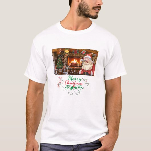 Mikitiez klassiek wit kerst licht jollyholly t-shirt (Voorkant)