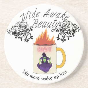 Mikitiez koffie halloween heks schoonheid prinses zandsteen onderzetter