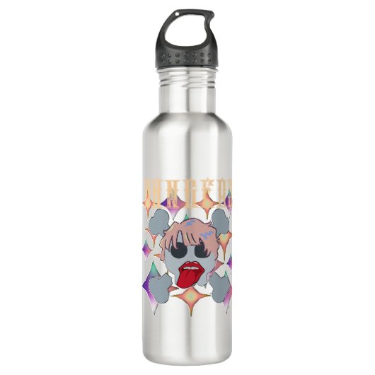 Mikitiez rockster schedel rode verjaardag redlip waterfles  (Voorkant)