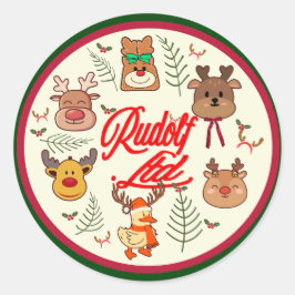 Mikitiez rudolf rednose reindeer gift ronde sticker