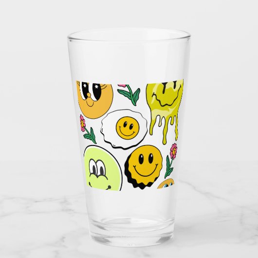 Mikitiez Sierkussen Smileyface gele tuin Glas (Voorkant)