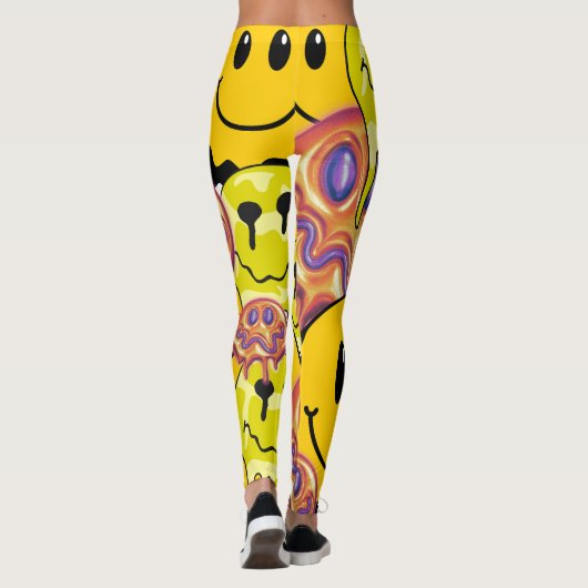 Mikitiez Sierkussen Smileyface gele tuin Leggings (Achterkant)