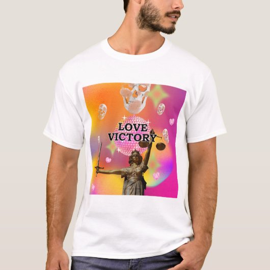 Mikitiez skull roos baroqueart regenboog disco t-shirt (Voorkant)