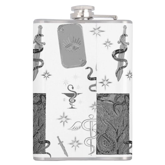 Mikitiez slangenmens tovenaar heks magie heupfles (Achterkant)