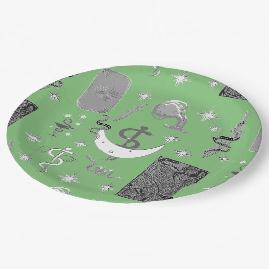 Mikitiez slangenmens tovenaar heks magie papieren bordje (Gekanteld)