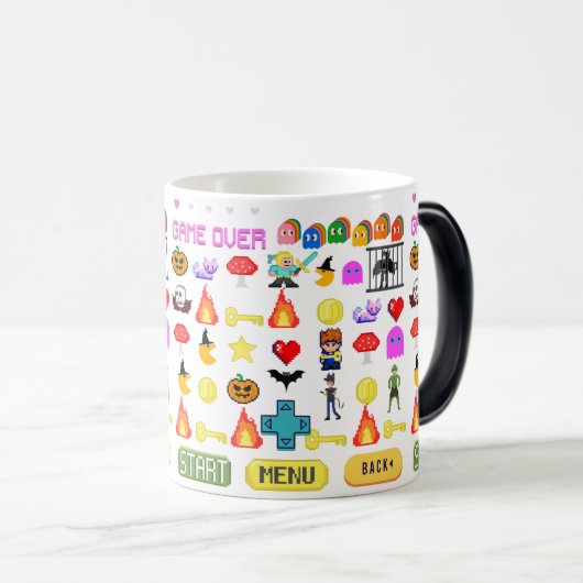 Mikitiez videogame pixel halloween spooky bat magische mok (Voorkant rechts)