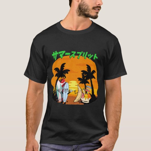 Mikitiez zomer windsurf bananasplit ijs t-shirt (Voorkant)
