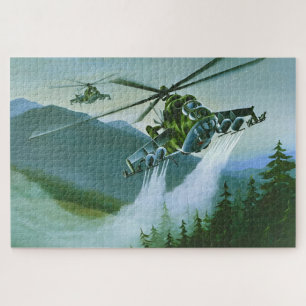 Mil Mi-24 Hind - Geïllustreerde aanvalshelikopter Legpuzzel