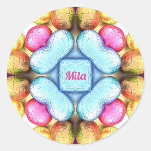 MILA EASTER - WOW! eieren voor paasgeven ~ Ronde Sticker