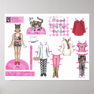 Mila en Daisy Paper Doll Set - Afspelen of Weergev Poster
