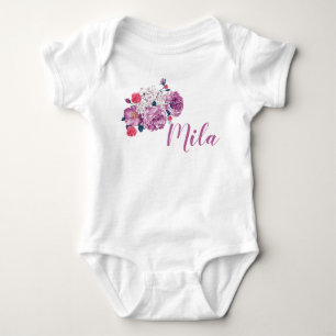 Mila Name Floral Custom  Flower Toddler Romper