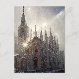 Milaan duomo in de sneeuw briefkaart