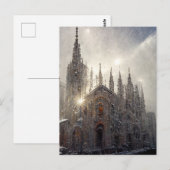 Milaan duomo in de sneeuw briefkaart (Voorkant / Achterkant)