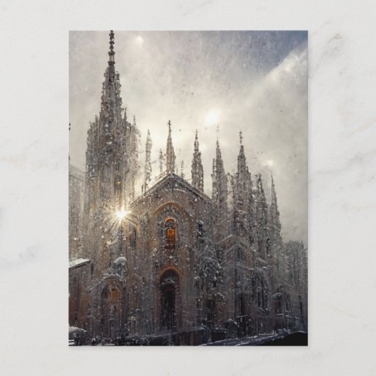 Milaan duomo in de sneeuw briefkaart (Voorkant)