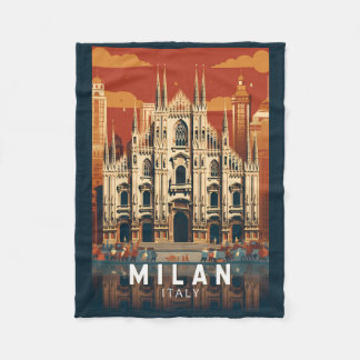 Milaan Italië Duomo di Milano Reizen Kunst Vintage Fleece Deken