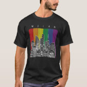 Milaan Italië Gay Pride Regenboogvlag T-shirt (Voorkant)