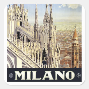 Milaan Italië Gotische Kathedraal Duomo Reisgids Vierkante Sticker